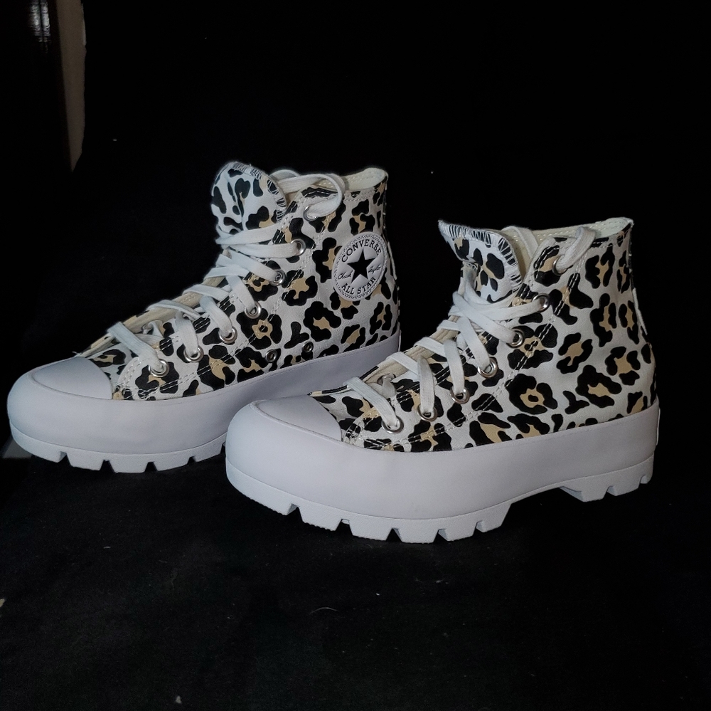 Animal print high top white women's Converse